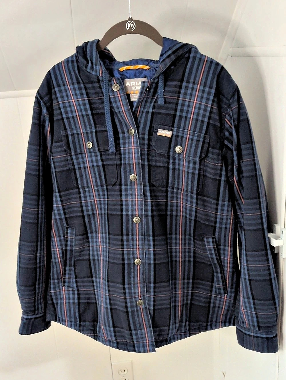 Ariat Rebar Flannel Insulated Shirt Jacket Women's Blue & Black Plaid Shirt Size